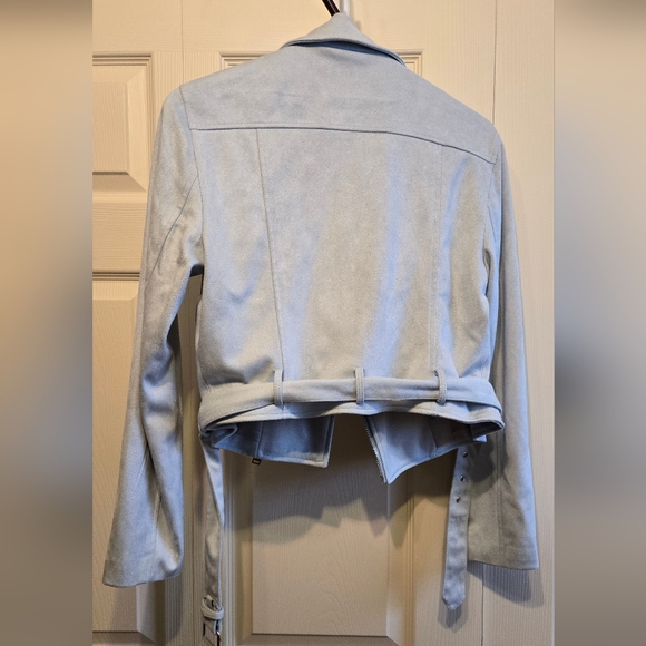 🔥🔥🔥SALE🔥🔥🔥NWT Forever 21 Faux Suede Baby Blue Jacket - Picture 2 of 5